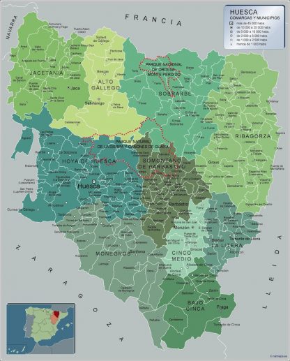 Mapa Huesca por municipios